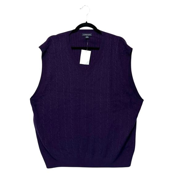 Lands' End Cable Knit Cashmere Sweater Vest NWOT Men's Sz XL Purple Quiet Luxury - Picture 2 of 8